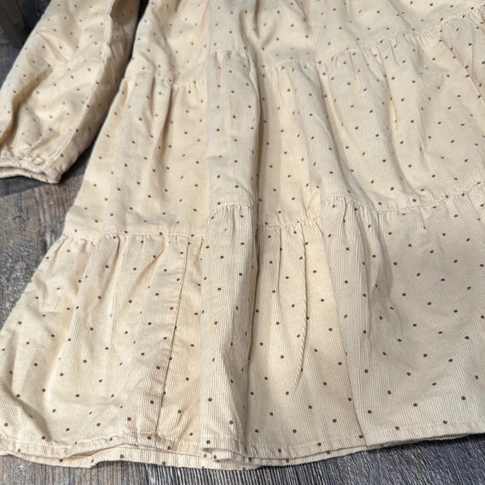 Wonder nation Kids Cream cord raffle Polka Dot Dress